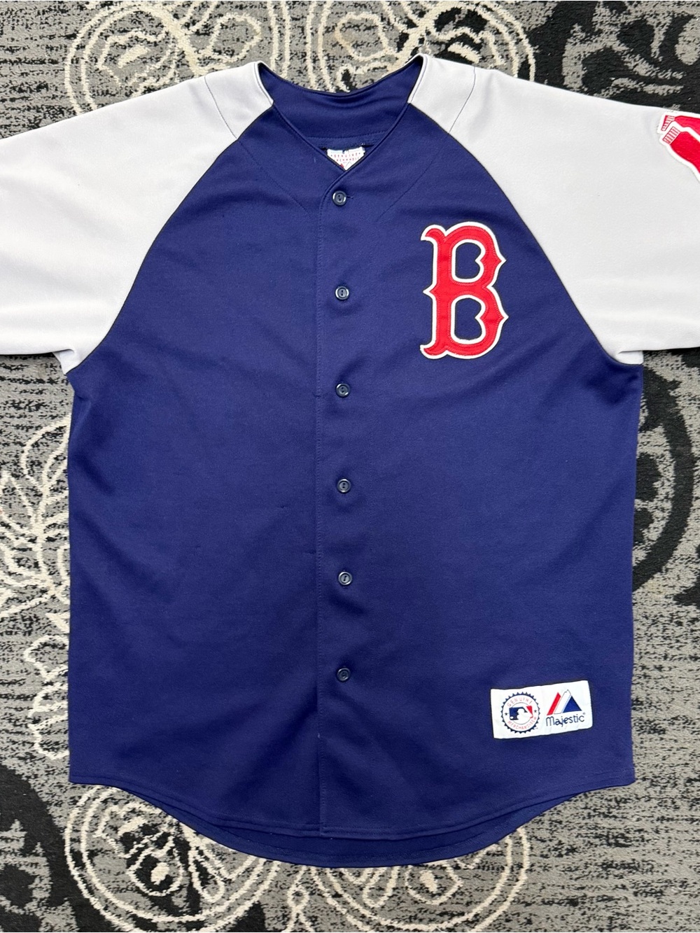 Majestic Navy Shirt with Red & White Logo Tag